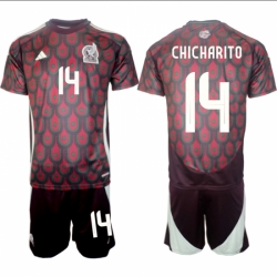 Men Mexico 14 Chicharito Green 2024 Home Soccer Jersey Suit