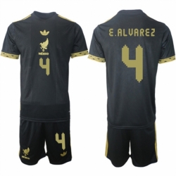 Men Mexico 4 Edson Alvarez Black Gold 25 26 Soccer Jersey Suit