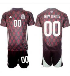 Men Mexico Team Custom 2024 25 Burgundy Home Soccer Jersey Suit
