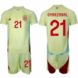 Men Spain Team 21 Mikel Oyarzabal 2024 25 Yellow Away Soccer Jersey Suit