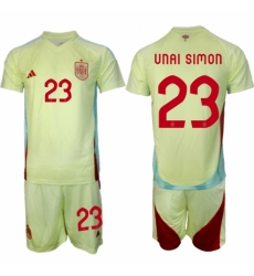 Men Spain Team 23 Unai Simn 2024 25 Yellow Away Soccer Jersey Suit