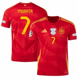 Men Spain Team 7 Alvaro Morata Scarlet 2024 Home Soccer Jersey