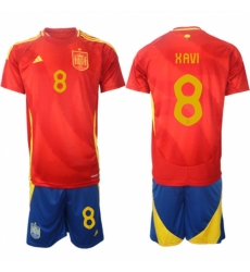 Men Spain Team 8 Xavi 2024 25 Red Home Soccer Jersey Suit Men Spain Team 8 Xavi 2024 25 Red Home Soccer Jersey Suit