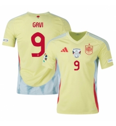 Men Spain Team 9 Gavi Yellow 2024 Away Soccer Jersey