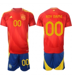 Men Spain Team Custom 2024 25 Red Home Soccer Jersey Suit