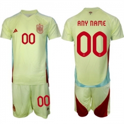 Men Spain Team Custom 2024 25 Yellow Away Soccer Jersey Suit