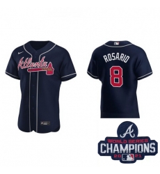 Men Nike Atlanta Braves 8 Eddie Rosario Navy Blue Alternate Stitched Baseball Stitched MLB 2021 Champions Patch Jersey Men Nike Atlanta Braves 8 Eddie Rosario Navy Blue Alternate Stitched Baseball Stitched MLB 2021 Champions Patch Jersey