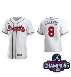 Men Nike Atlanta Braves 8 Eddie Rosario White Alternate Stitched Baseball Stitched MLB 2021 Champions Patch Jersey Men Nike Atlanta Braves 8 Eddie Rosario White Alternate Stitched Baseball Stitched MLB 2021 Champions Patch Jersey
