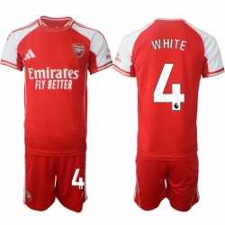 Men Arsenal FC 4 Ben White Red 2025 Home Soccer Jersey Suit