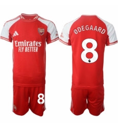 Men Arsenal FC 8 Martin Odegaard Red 2025 Home Soccer Jersey Suit