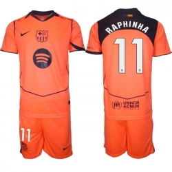 Men FC Barcelona 2026 Soccer Jerseys Orange #11 RAPHINHA