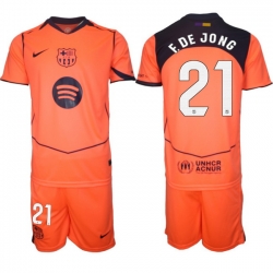 Men FC Barcelona 2026 Soccer Jerseys Orange #21 F.DE JONG