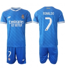 Men Real Madrid 2026 Soccer Jerseys Blue #7 RONALDO