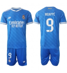 Men Real Madrid 2026 Soccer Jerseys Blue #9 MBAPPE