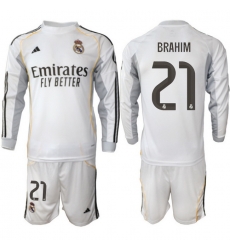 Men Real Madrid 2026 Soccer Jerseys White Long #21 BRAHIM