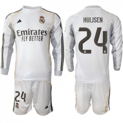 Men Real Madrid 2026 Soccer Jerseys White Long #24 HUIJSEN