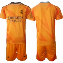 Men Real Madrid Custom 24 25 Orange Away Soccer Jersey Suit