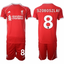 Men Liverpool 8 Dominik Szoboszlai 2025 Red Home Soccer Jersey Suit