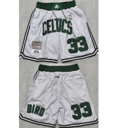 Men Boston Celtics 33 Larry Bird White Shorts