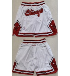 Men Chicago Bulls White Shorts Men Chicago Bulls White Shorts