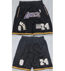 Men Los Angeles Lakers 24 Kobe Bryant Black Shorts  