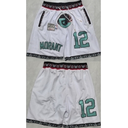 Men Memphis Grizzlies 12 Ja Morant White 2025 Shorts  