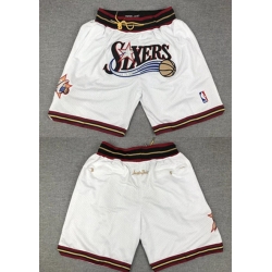 Men Philadelphia 76ers White Shorts 3
