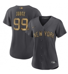 Women New York Yankees 99 Aaron Judge 2022 All Star Charcoal Stitched Baseball Jersey Women New York Yankees 99 Aaron Judge 2022 All Star Charcoal Stitched Baseball Jersey