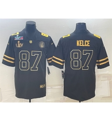 Men Kansas City Chiefs 87 Travis Kelce Black Golden Super Bowl LV And Super Bowl LVII Patch Vapor Limited Stitched Jersey Men Kansas City Chiefs 87 Travis Kelce Black Golden Super Bowl LV And Super Bowl LVII Patch Vapor Limited Stitched Jersey