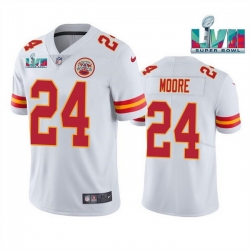 Men Women Youth Toddler Kansas City Chiefs 24 Skyy Moore White Super Bowl LVII Patch Vapor Untouchable Limited Stitched Jersey