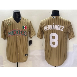 Men Mexico Baseball 8 Enrique Hernandez Tan 2023 World Baseball Classic Stitched Jersey
