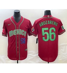 Men's Mexico Baseball #56 Randy Arozarena Number 2023 Red World Classic Stitched Jersey Men's Mexico Baseball #56 Randy Arozarena Number 2023 Red World Classic Stitched Jersey