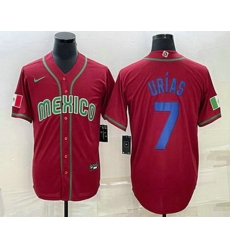 Men's Mexico Baseball #7 Julio Urias 2023 Red Blue World Baseball Classic Stitched Jersey Men's Mexico Baseball #7 Julio Urias 2023 Red Blue World Baseball Classic Stitched Jersey