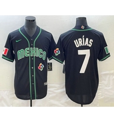 Men's Mexico Baseball #7 Julio Urias Number 2023 Black White World Classic Stitched Jersey3 Men's Mexico Baseball #7 Julio Urias Number 2023 Black White World Classic Stitched Jersey3