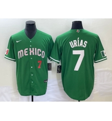 Men's Mexico Baseball #7 Julio Urias Number Green 2023 World Baseball Classic Stitched Jersey 1 Men's Mexico Baseball #7 Julio Urias Number Green 2023 World Baseball Classic Stitched Jersey 1
