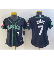 Women's Mexico Baseball #7 Julio Urias Number 2023 Black World Classic Stitched Jersey1 Women's Mexico Baseball #7 Julio Urias Number 2023 Black World Classic Stitched Jersey1