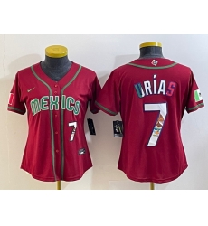 Women's Mexico Baseball #7 Julio Urias Number 2023 Red World Baseball Classic Stitched Jersey8 Women's Mexico Baseball #7 Julio Urias Number 2023 Red World Baseball Classic Stitched Jersey8