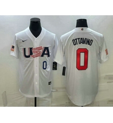Mens USA Baseball #0 Adam Ottavino Number 2023 White World Baseball Classic Stitched Jersey
