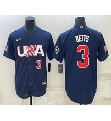 Men's USA Baseball #3 Mookie Betts Number 2023 Navy World Baseball Classic Stitched Jerseys Men's USA Baseball #3 Mookie Betts Number 2023 Navy World Baseball Classic Stitched Jerseys
