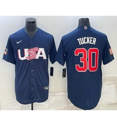 Men's USA Baseball #30 Kyle Tucker 2023 Navy World Baseball Classic Stitched Jerseys Men's USA Baseball #30 Kyle Tucker 2023 Navy World Baseball Classic Stitched Jerseys