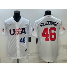 Mens USA Baseball #46 Paul Goldschmidt Number 2023 White World Baseball Classic Stitched Jersey Mens USA Baseball #46 Paul Goldschmidt Number 2023 White World Baseball Classic Stitched Jersey