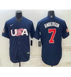 Men's USA Baseball #7 Tim Anderson 2023 Navy World Baseball Classic Stitched Jersey Men's USA Baseball #7 Tim Anderson 2023 Navy World Baseball Classic Stitched Jersey