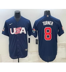 Men's USA Baseball #8 Trea Turner 2023 Navy World Baseball Classic Stitched Jerseys Men's USA Baseball #8 Trea Turner 2023 Navy World Baseball Classic Stitched Jerseys