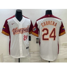 Men Venezuela Baseball #24 Miguel Cabrera Number 2023 White World Classic Stitched Jersey2 Men Venezuela Baseball #24 Miguel Cabrera Number 2023 White World Classic Stitched Jersey2