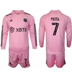 Men Inter Miami CF 7 Mota 2023 24 Pink Home Soccer Jersey Suit
