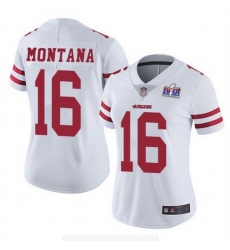 Women NFL San Francisco 49ers 16 Joe Montana White Vapor Untouchable Limited Stitched 2024 Super Bowl LVIII Jersey Women NFL San Francisco 49ers 16 Joe Montana White Vapor Untouchable Limited Stitched 2024 Super Bowl LVIII Jersey