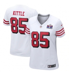 Women San Francisco 49ers 85 George Kittle New White 2023 F U S E Vapor Untouchable Limited Stitched Football 2024 Super Bowl LVIII Jersey Women San Francisco 49ers 85 George Kittle New White 2023 F U S E Vapor Untouchable Limited Stitched Football 2024 Super Bowl LVIII Jersey