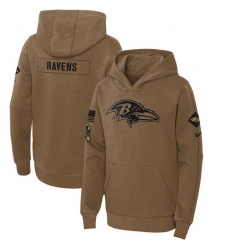 Youth Baltimore Ravens 2023 Brown Salute To Service Pullover Hoodie Youth Baltimore Ravens 2023 Brown Salute To Service Pullover Hoodie