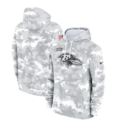 Youth Baltimore Ravens 2024 White Gray Salute To Service Pullover Hoodie Youth Baltimore Ravens 2024 White Gray Salute To Service Pullover Hoodie