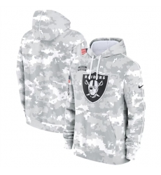 Youth Las Vegas Raiders 2024 White Gray Salute To Service Pullover Hoodie Youth Las Vegas Raiders 2024 White Gray Salute To Service Pullover Hoodie